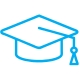 blue outline of a graduation cap